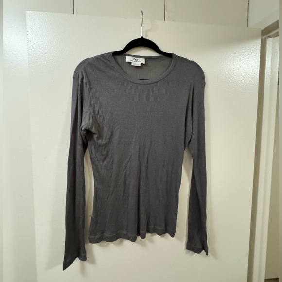 Zara Charcoal Ribbed Tee - Picture 1 of 6